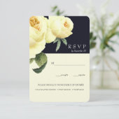 Botanica | Geel blauw Bruiloft RSVP maaltijd optie Kaart (Staand voorkant)