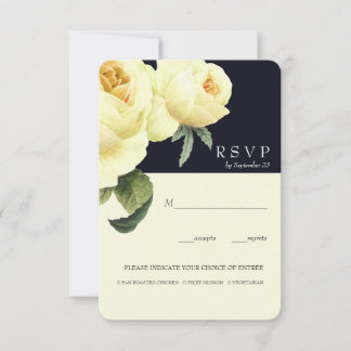 Botanica | Geel blauw Bruiloft RSVP maaltijd optie Kaart