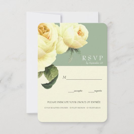 Botanica | Gele sage Weddenschap RSVP-maaltijd, op Kaart (Voorkant)