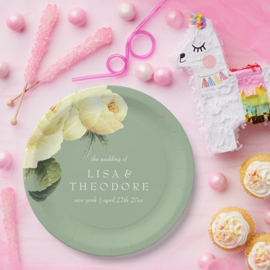 Botanica | Gele salie  bloem Bruiloft Papieren Bordje (Feest)