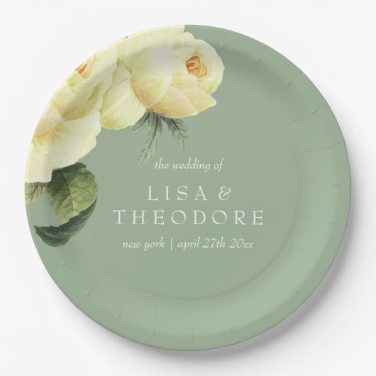 Botanica | Gele salie  bloem Bruiloft Papieren Bordje (Voorkant)