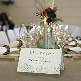 Botanica Green Leaves Wedding Place Card Plaatskaartje