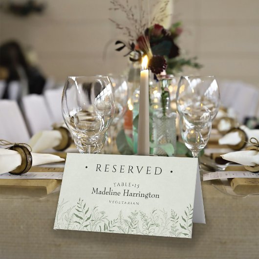 Botanica Green  Leaves Wedding Place Card Plaatskaartje