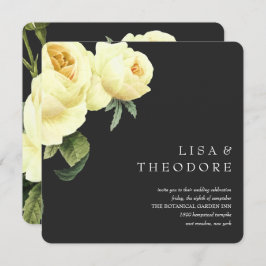 Botanica | Grijs Geel  roos Bruiloft Kaart