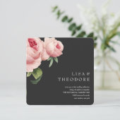 Botanica | Grijs roze roos Bruiloft Kaart (Staand voorkant)