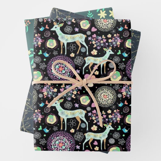 Botanica Kerst Modern Rendier Inpakpapier Vel (In situ)