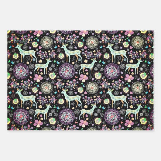 Botanica Kerst Modern Rendier Inpakpapier Vel (Voorkant)