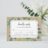 Botanica Kraft RSVP-kaart met maaltijdkeuze RSVP Kaartje (Staand voorkant)