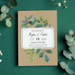 Botanica Kraft Save the Date Kaart<br><div class="desc">botanisch sparen de datumkaart toont uw trouwgegevens uniek geschikt in inktzwart blok en kalligrafiettering,  op een achtergrond van geschilderde groene waterverf bladeren,  takken,  veerboten en bladeren. Een gespikkelde kraftachtergrond voegt rotsachtige charme toe. Sparen de data omgekeerd aan stevige groenvoer.</div>