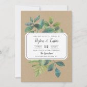 Botanica Kraft Wedding Invitation Kaart (Voorkant)