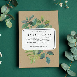 Botanica Kraft Wedding Invitation Kaart