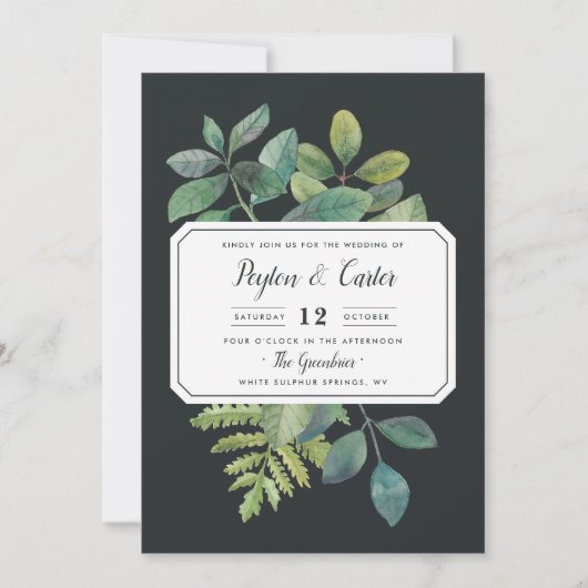 Botanica Night Wedding Invitation Kaart (Voorkant)