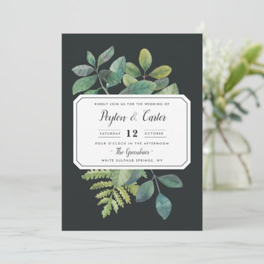 Botanica Night Wedding Invitation Kaart (Staand voorkant)