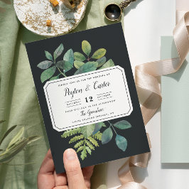 Botanica Night Wedding Invitation Kaart