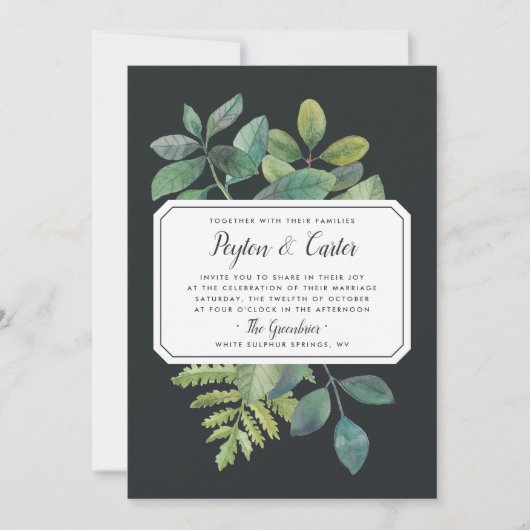 Botanica Night Wedding Invitation Kaart (Voorkant)