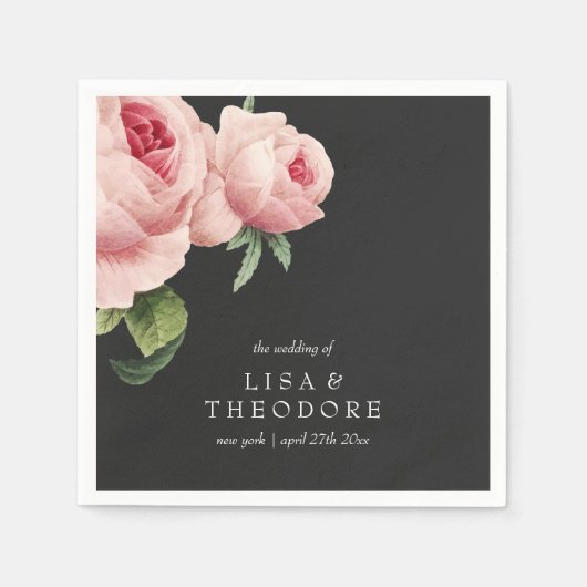 Botanica | PInk grijs Vintage bruiloft gepersonali Servet (Voorkant)