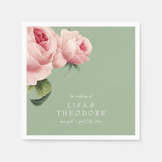 Botanica | PInk sage Vintage bruiloft gepersonalis Servet (Voorkant)