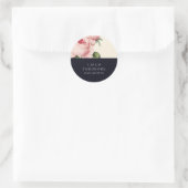Botanica | Roze en Blauw  Bloemenbruiloft Ronde Sticker (Tas)