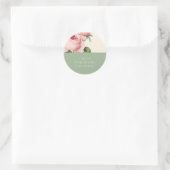 Botanica | Roze en Sage Bloemenbruiloft Ronde Sticker (Tas)