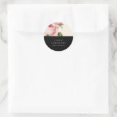 Botanica | Roze en Zwart  Bloemenbruiloft Ronde Sticker (Tas)