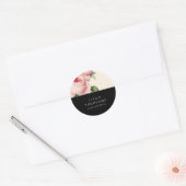 Botanica | Roze en Zwart  Bloemenbruiloft Ronde Sticker (Envelop)