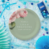 Botanica | Roze salie  bloem Bruiloft Papieren Bordje (Feest)