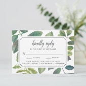 Botanica RSVP-kaart met maaltijdkeuze RSVP Kaartje (Staand voorkant)