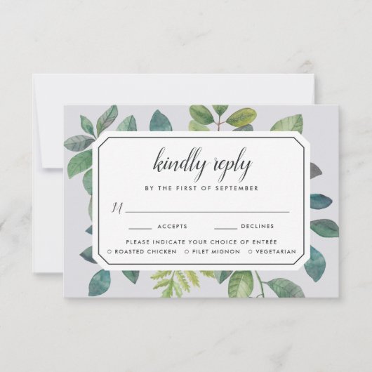 Botanica RSVP-kaart met maaltijdkeuze RSVP Kaartje (Voorkant)