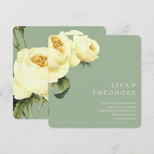 Botanica | Sage Yellow roos Weddenschap Kaart (Voorkant / Achterkant)
