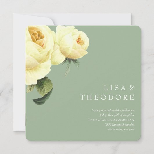 Botanica | Sage Yellow  roos Weddenschap Kaart (Voorkant)