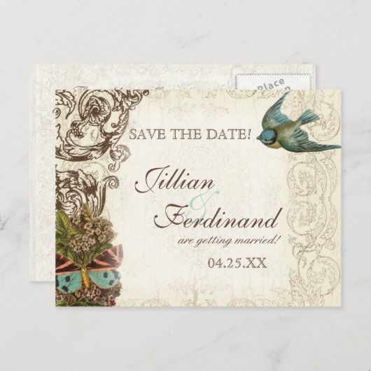 Botanica Trouwensemble - Crème Tan Aankondigingskaart (Voorkant / Achterkant)