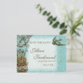 Botanica Wedding Briefkaart Save the Date - Blue (Staand voorkant)