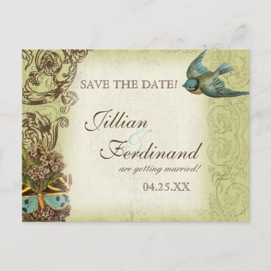 Botanica Wedding Briefkaart Save the Date - Green (Voorkant)
