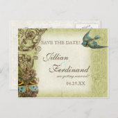 Botanica Wedding Briefkaart Save the Date - Green (Voorkant / Achterkant)