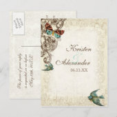 Botanica Wedding Ensemble - Cream Tan Uitnodiging Briefkaart (Voorkant / Achterkant)