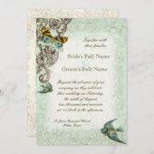 Botanica Wedding Invitation - Blue Green Kaart (Voorkant / Achterkant)