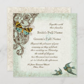 Botanica Wedding Invitation - Blue Green Kaart (Voorkant / Achterkant)