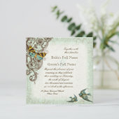 Botanica Wedding Invitation - Blue Green Kaart (Staand voorkant)