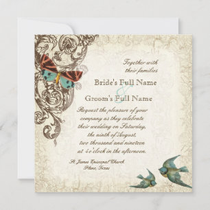 Botanica Wedding Invitation - Cream Tan Kaart