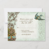 Botanica Wedding RSVP Response Kaart - Blue Green (Voorkant)
