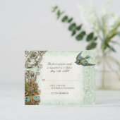 Botanica Wedding RSVP Response Kaart - Blue Green (Staand voorkant)