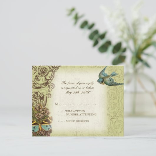 Botanica Wedding RSVP Response Kaart - Cream Tan (Staand voorkant)