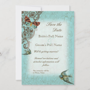 Botanica Wedding Save the Date Invite - Blue Green Kaart