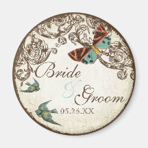 Botanica Wedding Save the Date Magnet - Cream Tan