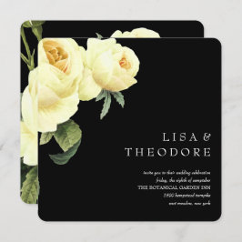 Botanica | Zwarte Gele  roos bruiloft Kaart