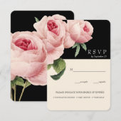 Botanica | Zwarte Vintage Weddenschap RSVP-maaltij Kaart (Voorkant / Achterkant)