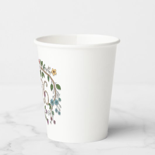 Botanical 2026 Typography with Flowering Vines Papieren Bekers (Links)