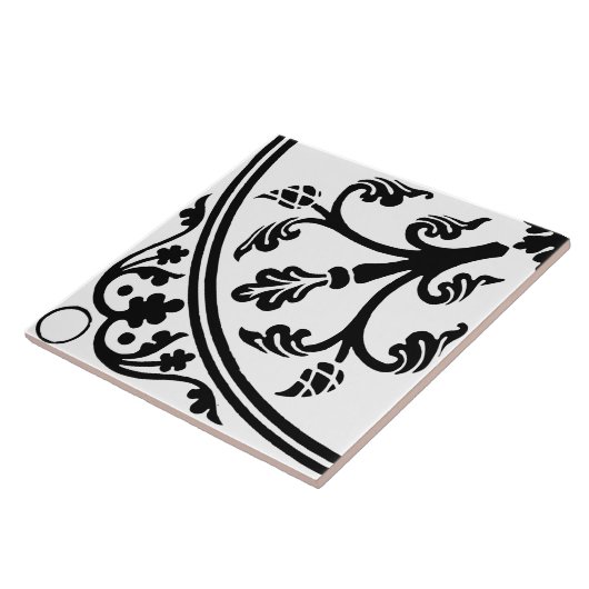 Botanical Abstract Large Print Black and White Tegeltje (Zijkant)