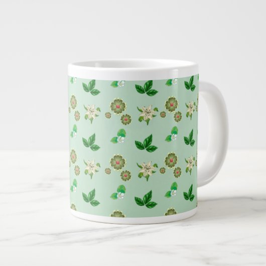 Botanical Aesthetic Mug – Green Floral Coffee Cup Grote Koffiekop (Voorkant rechts)