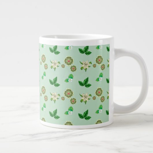 Botanical Aesthetic Mug – Green Floral Coffee Cup Grote Koffiekop (Rechts)